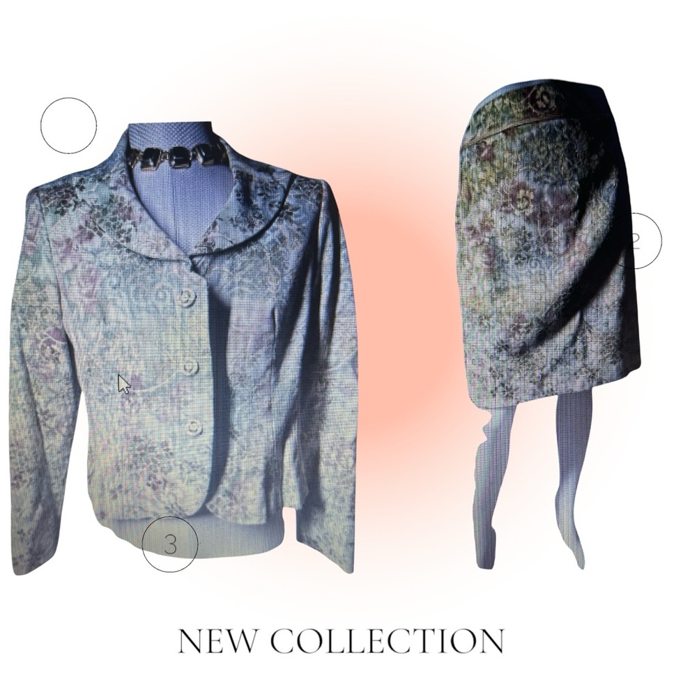 Larry Levine Women's Size 14 2pc Blazer Skirt Career Set Jacquard Work Lined